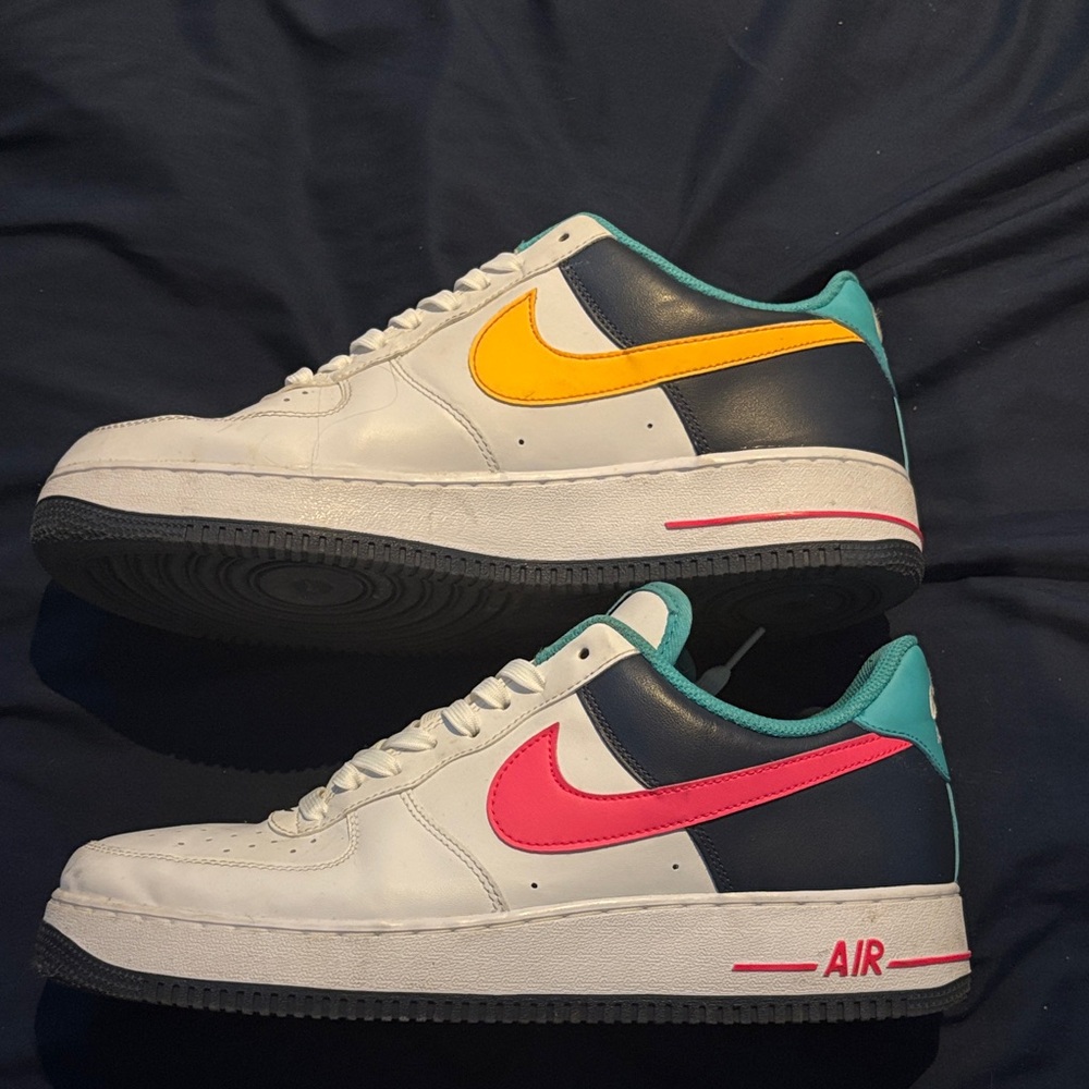 Nike Air Sneakers - White with Pink and Yellow Swooshes